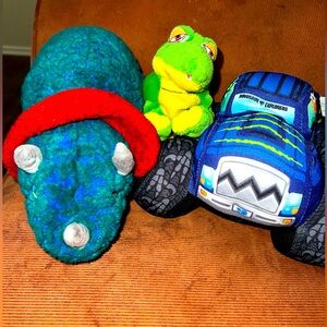 Set of three Dino plushies-triceratops & monster truck!